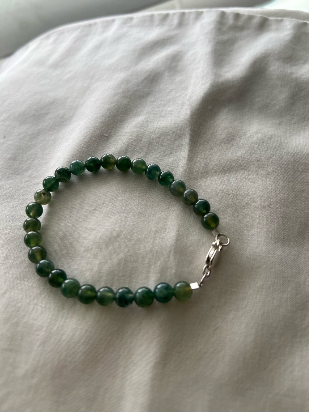 Moss agate sterling silver bracelet